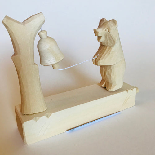 Wooden moving toy - Bear rings bell