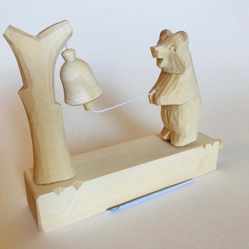 Wooden moving toy - Bear rings bell