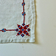 Load image into Gallery viewer, Vintage tea table-napkin set with Slavic ornaments.