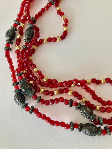 Glass bead necklace, handmade