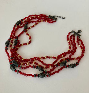 Glass bead necklace, handmade
