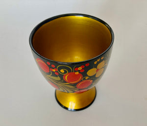 Wooden decor cup set, khokhloma painting.