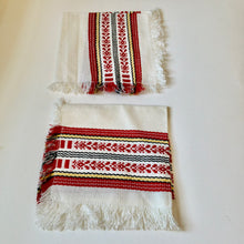 Load image into Gallery viewer, Vintage tea table-napkin set with Slavic ornaments.