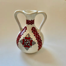 Load image into Gallery viewer, Vintage ceramic vase with Slavic ornaments.