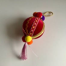 Load image into Gallery viewer, Christmas tree velvet sphere ornament, handmade