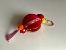 Load image into Gallery viewer, Christmas tree velvet sphere ornament, handmade