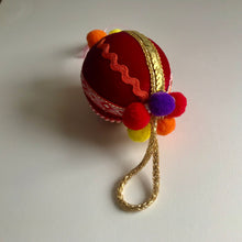 Load image into Gallery viewer, Christmas tree velvet sphere ornament, handmade