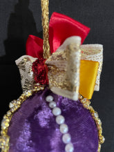 Load image into Gallery viewer, Christmas tree velvet sphere ornament set #2, handmade