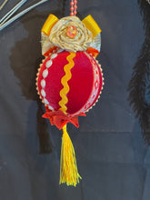 Load image into Gallery viewer, Christmas tree velvet sphere ornament set #1, handmade