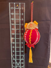 Load image into Gallery viewer, Christmas tree velvet sphere ornament set #1, handmade