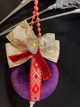Load image into Gallery viewer, Christmas tree velvet sphere ornament set #1, handmade