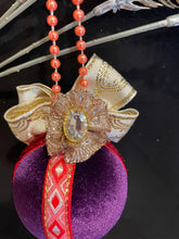 Load image into Gallery viewer, Christmas tree velvet sphere ornament set #1, handmade