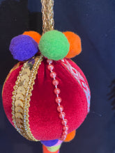 Load image into Gallery viewer, Christmas tree velvet sphere ornament set #3, handmade