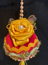 Load image into Gallery viewer, Christmas tree velvet sphere ornament set #6, handmade