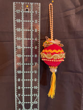 Load image into Gallery viewer, Christmas tree velvet sphere ornament set #6, handmade