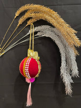 Load image into Gallery viewer, Christmas tree velvet sphere ornament set #4, handmade