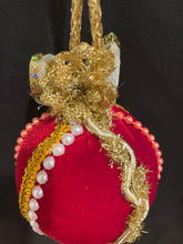 Load image into Gallery viewer, Christmas tree velvet sphere ornament set #4, handmade