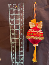 Load image into Gallery viewer, Christmas tree velvet sphere ornament set #4, handmade