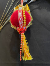 Load image into Gallery viewer, Christmas tree velvet sphere ornament set #5, handmade