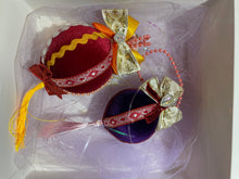 Load image into Gallery viewer, Christmas tree velvet sphere ornament set #1, handmade