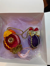 Load image into Gallery viewer, Christmas tree velvet sphere ornament set #2, handmade
