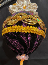 Load image into Gallery viewer, Christmas tree velvet sphere ornament set #7, handmade