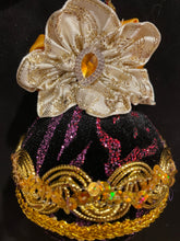 Load image into Gallery viewer, Christmas tree velvet sphere ornament set #7, handmade