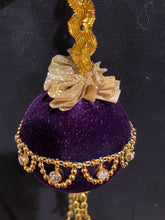 Load image into Gallery viewer, Christmas tree velvet sphere ornament set #7, handmade