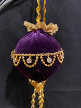 Load image into Gallery viewer, Christmas tree velvet sphere ornament set #7, handmade