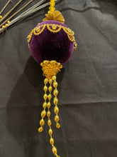 Load image into Gallery viewer, Christmas tree velvet sphere ornament set #7, handmade