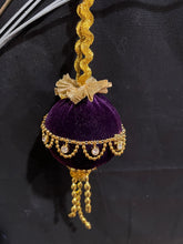 Load image into Gallery viewer, Christmas tree velvet sphere ornament set #7, handmade