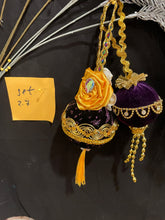 Load image into Gallery viewer, Christmas tree velvet sphere ornament set #7, handmade