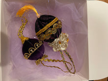 Load image into Gallery viewer, Christmas tree velvet sphere ornament set #7, handmade