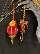 Load image into Gallery viewer, Christmas tree velvet sphere ornament set #8, handmade