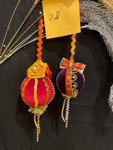 Load image into Gallery viewer, Christmas tree velvet sphere ornament set #8, handmade