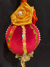 Load image into Gallery viewer, Christmas tree velvet sphere ornament set #8, handmade