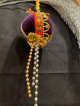 Load image into Gallery viewer, Christmas tree velvet sphere ornament set #8, handmade