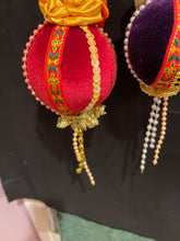 Load image into Gallery viewer, Christmas tree velvet sphere ornament set #8, handmade