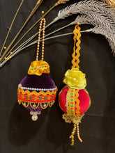 Load image into Gallery viewer, Christmas tree velvet sphere ornament set #9, handmade