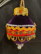 Load image into Gallery viewer, Christmas tree velvet sphere ornament set #9, handmade