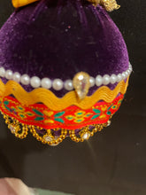 Load image into Gallery viewer, Christmas tree velvet sphere ornament set #9, handmade