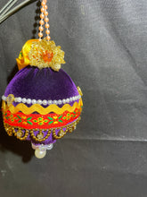 Load image into Gallery viewer, Christmas tree velvet sphere ornament set #9, handmade