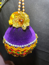 Load image into Gallery viewer, Christmas tree velvet sphere ornament set #9, handmade