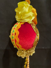 Load image into Gallery viewer, Christmas tree velvet sphere ornament set #9, handmade