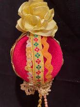 Load image into Gallery viewer, Christmas tree velvet sphere ornament set #9, handmade