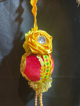 Load image into Gallery viewer, Christmas tree velvet sphere ornament set #9, handmade