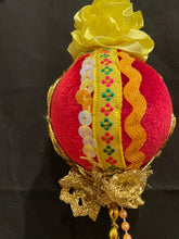 Load image into Gallery viewer, Christmas tree velvet sphere ornament set #9, handmade