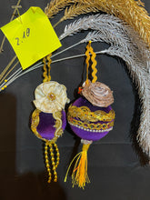 Load image into Gallery viewer, Christmas tree velvet sphere ornament set #10, handmade