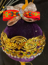 Load image into Gallery viewer, Christmas tree velvet sphere ornament set #10, handmade