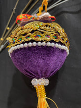 Load image into Gallery viewer, Christmas tree velvet sphere ornament set #10, handmade